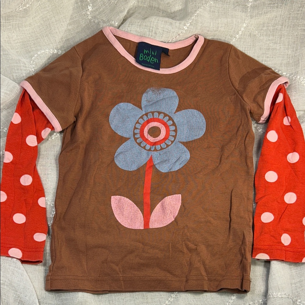 Mini Boden cotton flower print shirt 5-6y